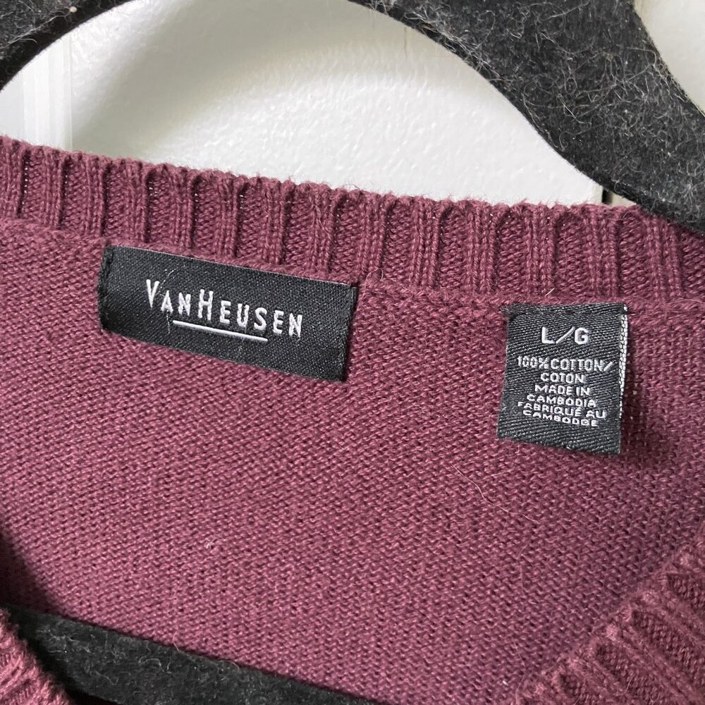 Vintage Van Heusen Sweater Mens L Cotton Argyle Grandpa Cabin‎ Preppy Cozy - Picture 5 of 5